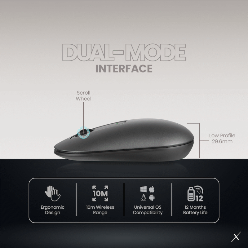 VolkanoX Lava Bluetooth Wireless Mouse - Gunmetal