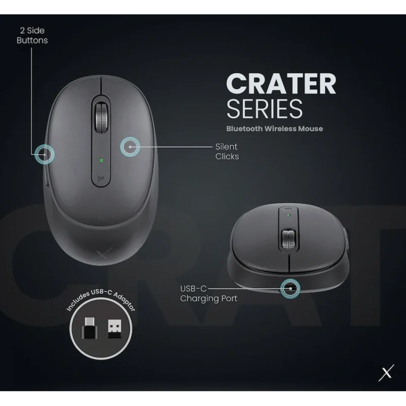VolkanoX Crater Bluetooth Wireless Mouse - Graphite