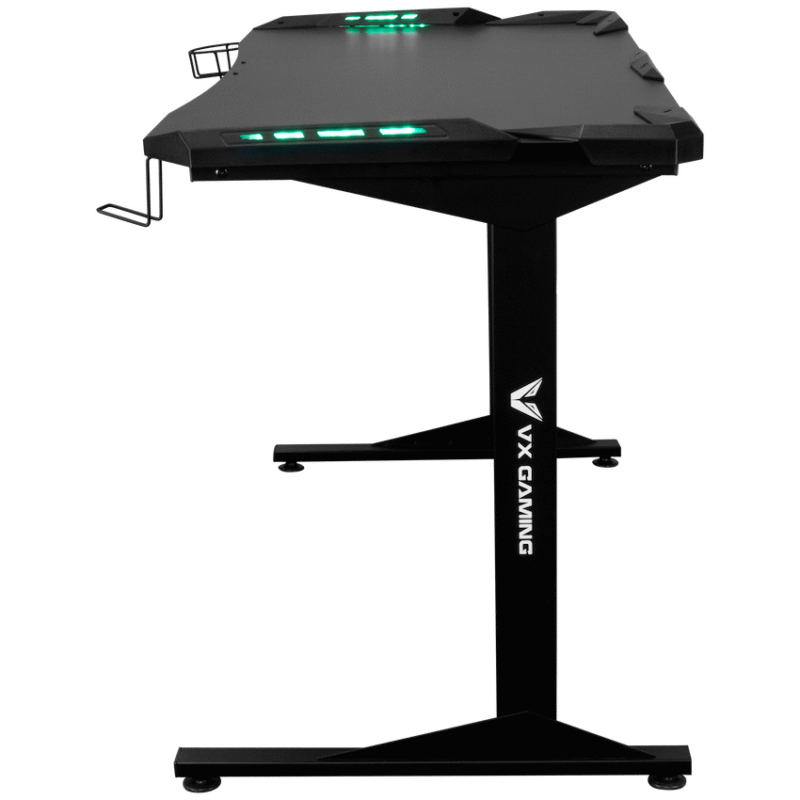 Fortress Gaming Desk with RGB Lights, Cup Holder