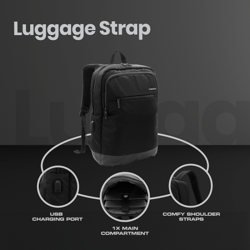 Volkano Roma 15.6" Smart Laptop Backpack - Black
