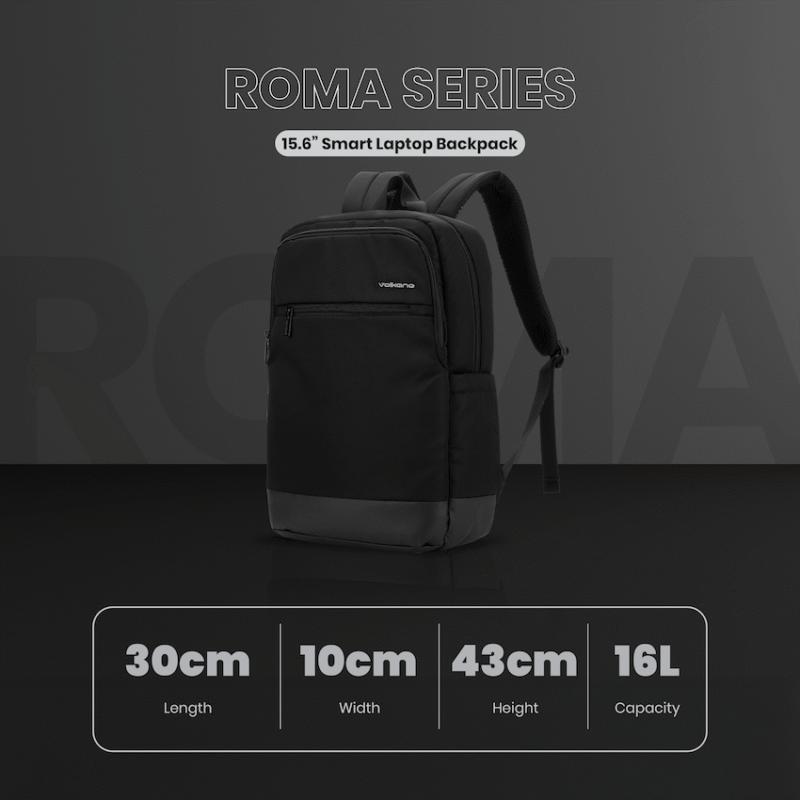 Volkano Roma 15.6" Smart Laptop Backpack - Black