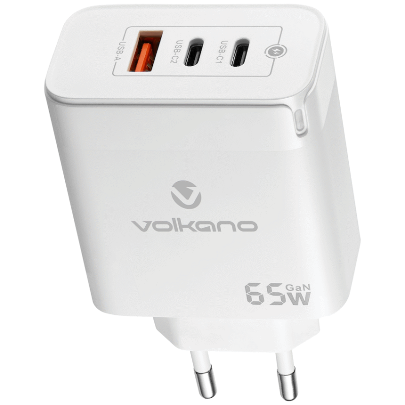 Volkano Potent Trio 65w GaN 3 Port Wall Charger