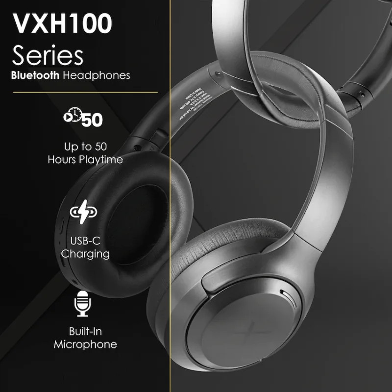 VolkanoX VXH100 Bluetooth Headphones with ANC - Black