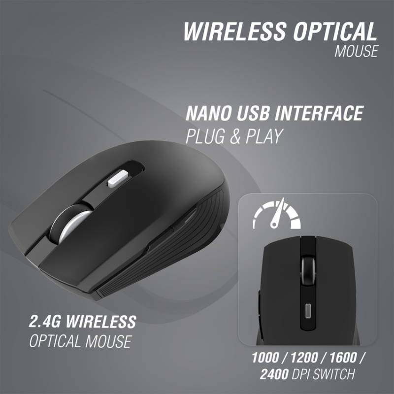 VolkanoX Uranium Series 6 Button Wireless Mouse - Black