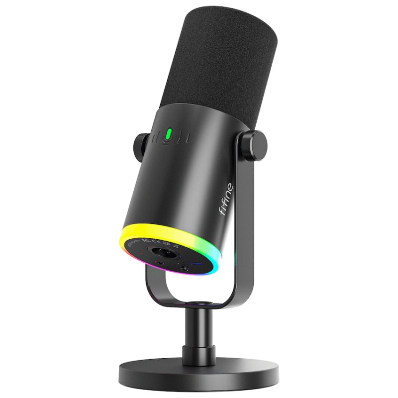 Fifine AM8 NEO RGB Dual Port Microphone with Stand