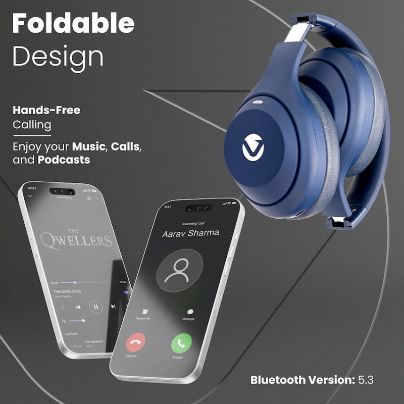 Volkano SoundSweeper Series Active Noise Cancelling bluetooth Headphones - Blue