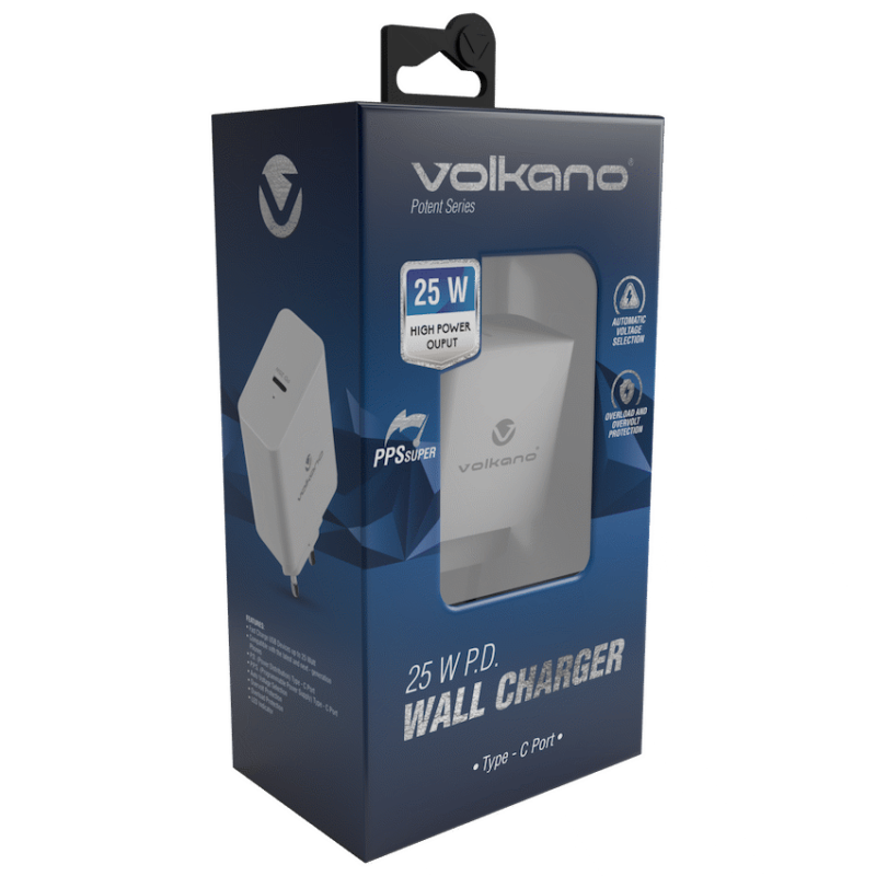 Volkano Potent Series 25w P.D. / PPS Wall Charger - White