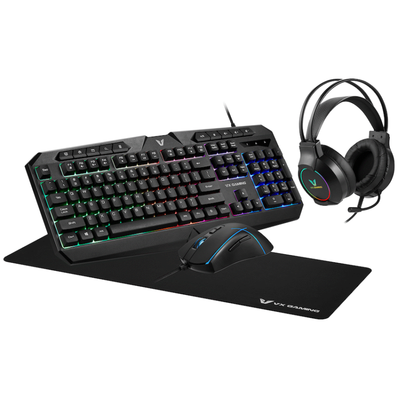 VX Gaming Heracles Series 4-in-1 Combo KB, Mouse, Mousepad, Headset