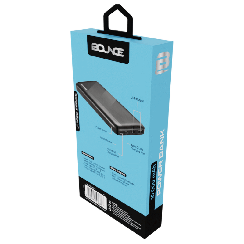Bounce Juiced Series 10000mah Power Bank - Black