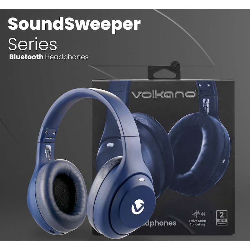 Volkano SoundSweeper Series Active Noise Cancelling bluetooth Headphones - Blue