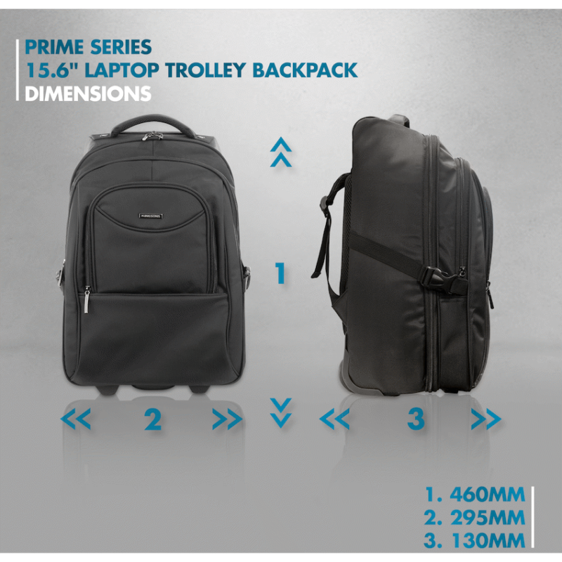 Kingsons Prime 15.6" Laptop Trolley Backpack - Black