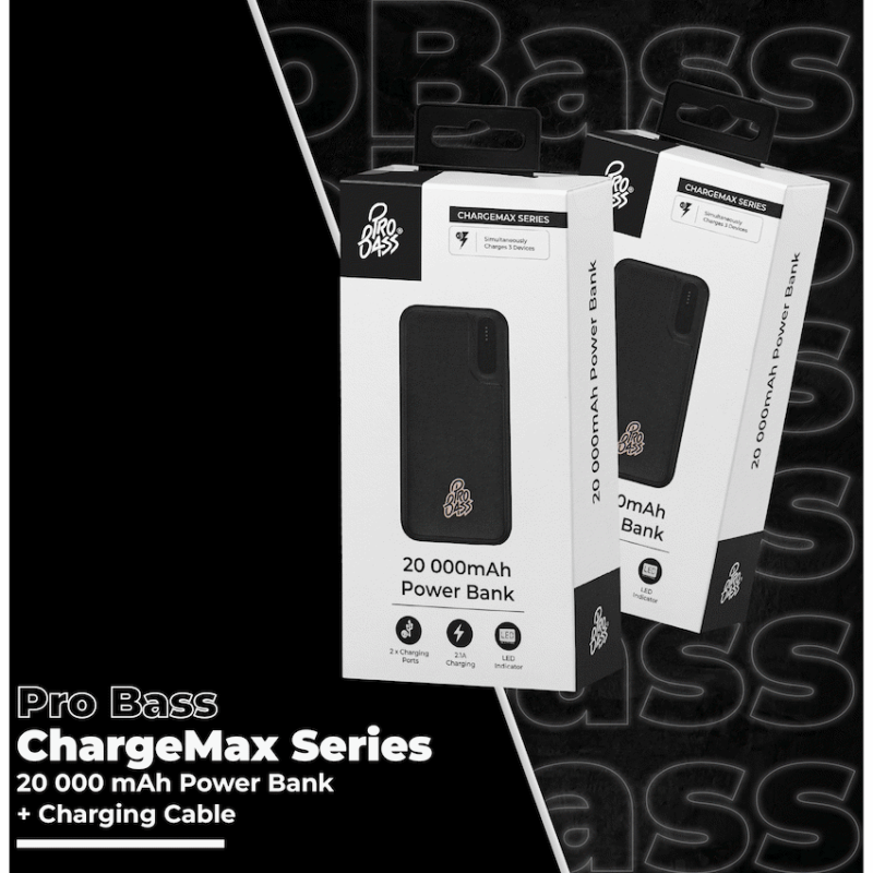 Pro Bass ChargeMax Series 20000mAh Power Bank