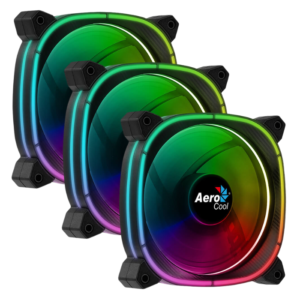AeroCool Astro 12 120mm ARGB Case Fan | Triple Pack | H66F Hub & Remote Control | Black