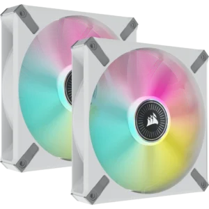 Corsair iCUE ML140 RGB Elite Premium 140mm PWM Fans | Dual Pack | iCUE Lighting Node CORE | White